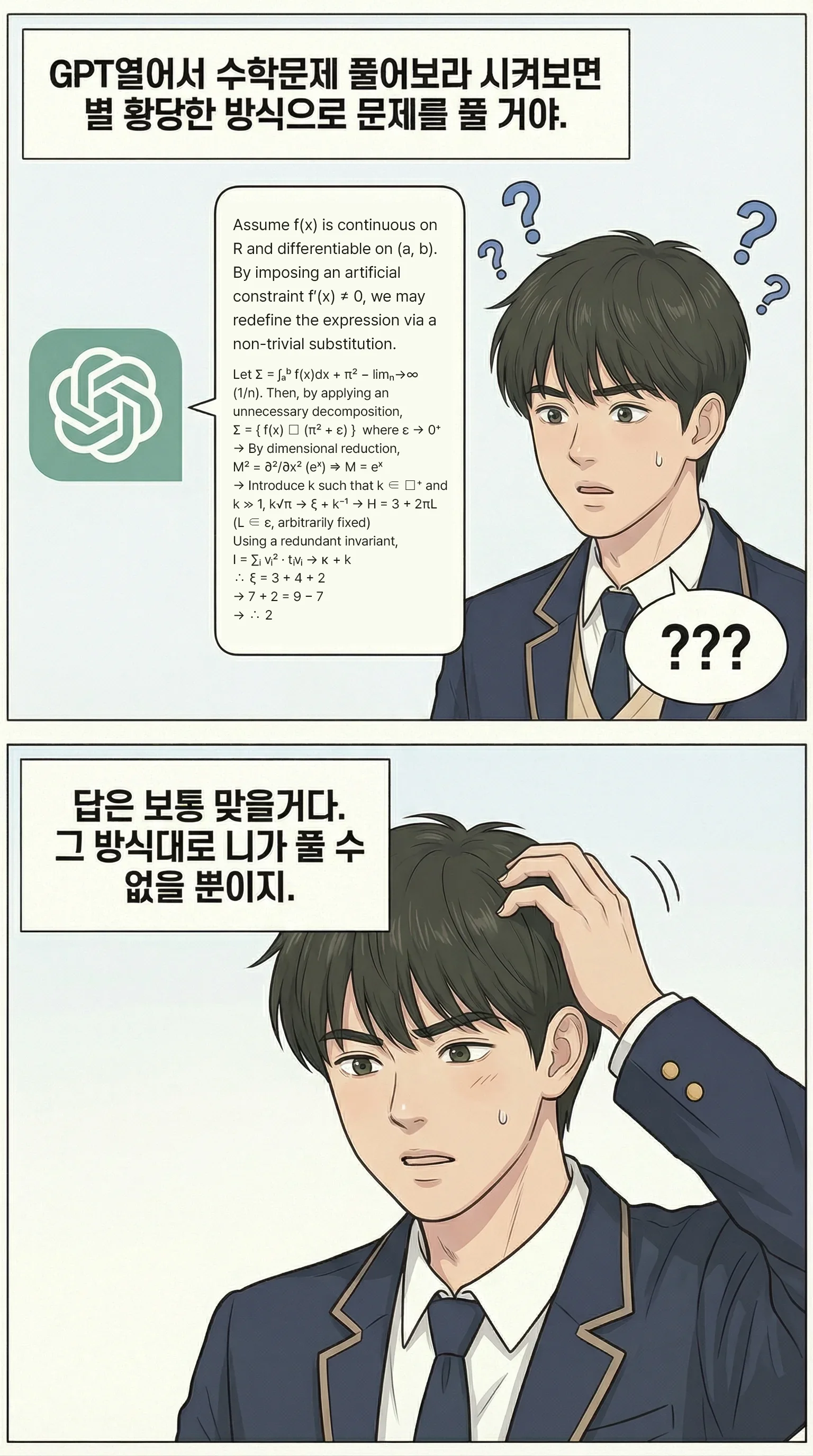 GPT와 달리 노답노트는 교육과정에 맞는 방식으로 풀이